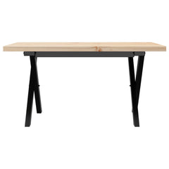 vidaXL Coffee Table X-Frame 80x50x40.5 cm Solid Wood Pine and Steel 4