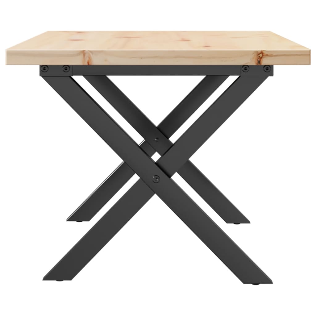 vidaXL Coffee Table X-Frame 80x50x40.5 cm Solid Wood Pine and Steel 5