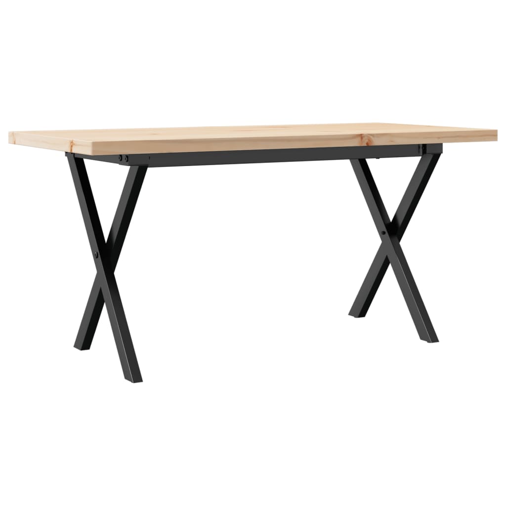 vidaXL Coffee Table X-Frame 90x40x45.5 cm Solid Wood Pine and Steel 2