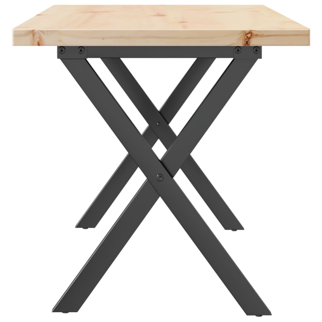 vidaXL Coffee Table X-Frame 90x40x45.5 cm Solid Wood Pine and Steel 5