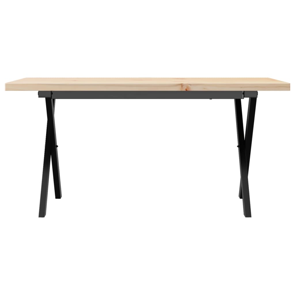 vidaXL Coffee Table X-Frame 100x50x45.5 cm Solid Wood Pine and Steel 4