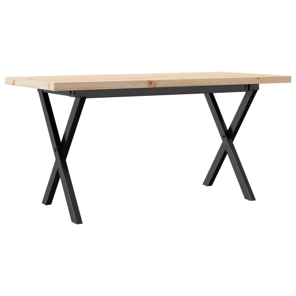 vidaXL Coffee Table X-Frame 100x50x45.5 cm Solid Wood Pine and Steel 6