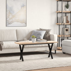 vidaXL Coffee Table X-Frame 110x40x45.5 cm Solid Wood Pine and Steel 3