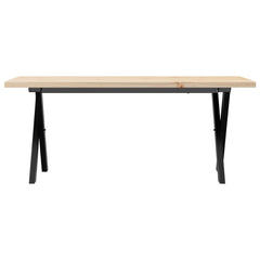 vidaXL Coffee Table X-Frame 110x40x45.5 cm Solid Wood Pine and Steel 4