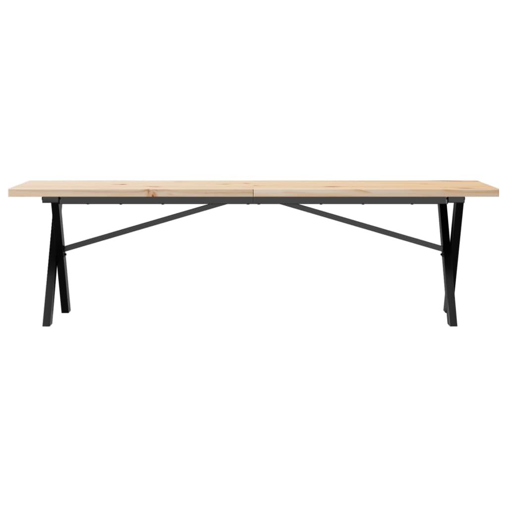 vidaXL Coffee Table X-Frame 160x40x45.5 cm Solid Wood Pine and Steel 4