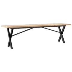 vidaXL Coffee Table X-Frame 160x40x45.5 cm Solid Wood Pine and Steel 6