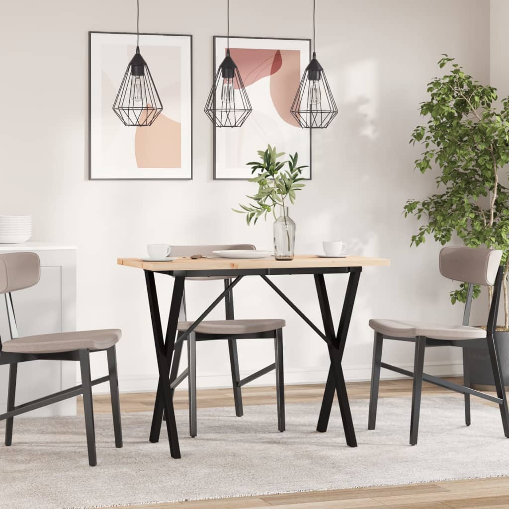 vidaXL Dining Table X-Frame 100x50x75.5 cm Solid Wood Pine and Steel 3