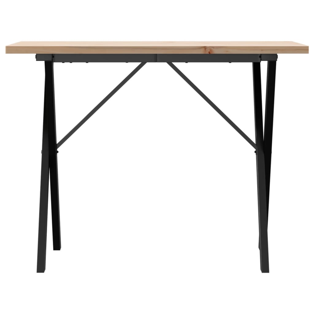 vidaXL Dining Table X-Frame 100x50x75.5 cm Solid Wood Pine and Steel 4