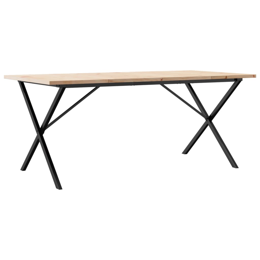 vidaXL Dining Table X-Frame 180x90x75.5 cm Solid Wood Pine and Steel 2