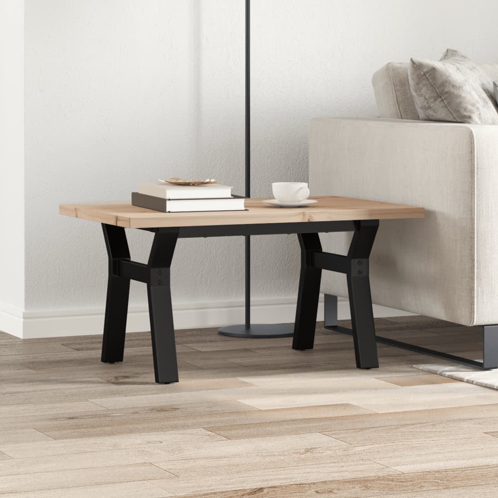 vidaXL Coffee Table Y-Frame 80x50x40.5 cm Solid Wood Pine and Steel 3