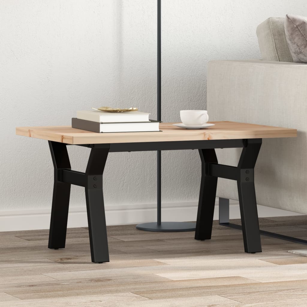 vidaXL Coffee Table Y-Frame 80x50x40.5 cm Solid Wood Pine and Steel 1