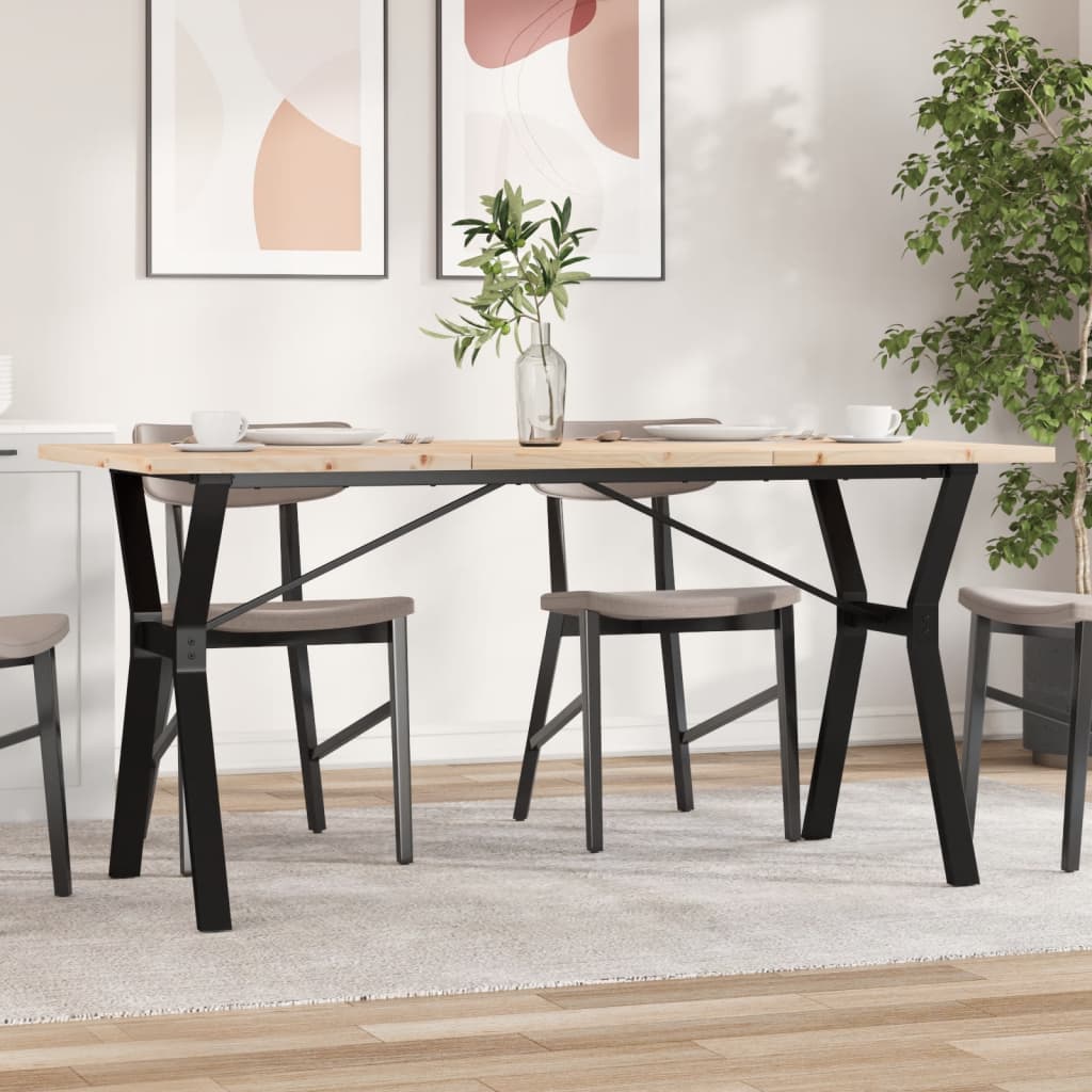 vidaXL Dining Table Y-Frame 140x80x75.5 cm Solid Wood Pine and Steel 1