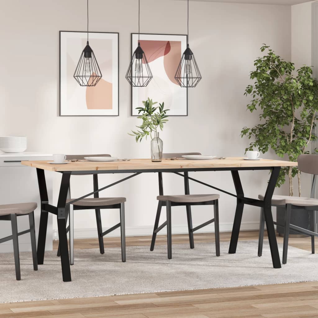 vidaXL Dining Table Y-Frame 180x90x75.5 cm Solid Wood Pine and Steel 3