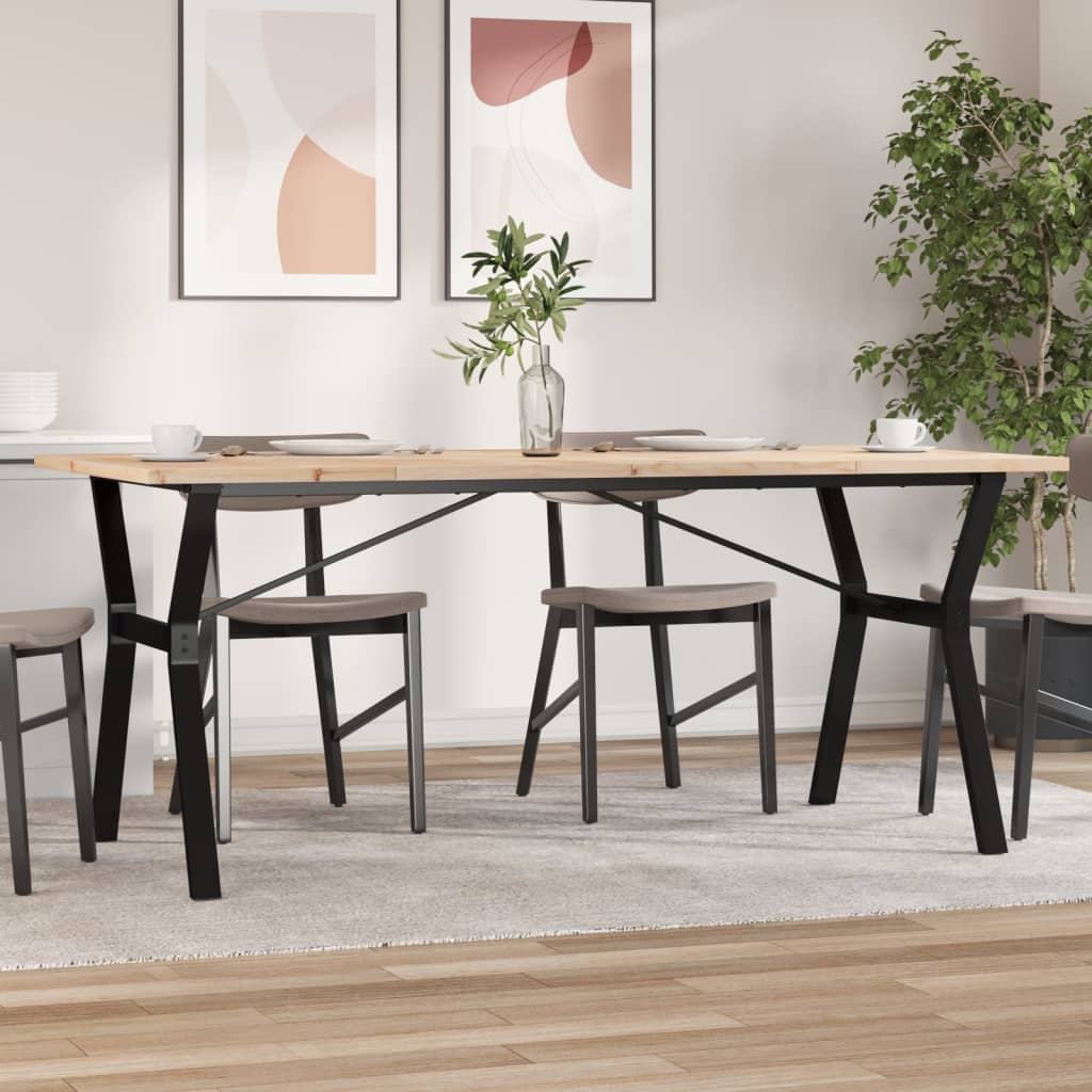 vidaXL Dining Table Y-Frame 180x90x75.5 cm Solid Wood Pine and Steel 1