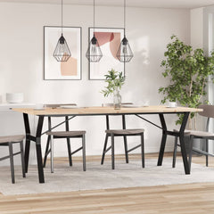 vidaXL Dining Table Y-Frame 200x100x75.5 cm Solid Wood Pine and Steel 3