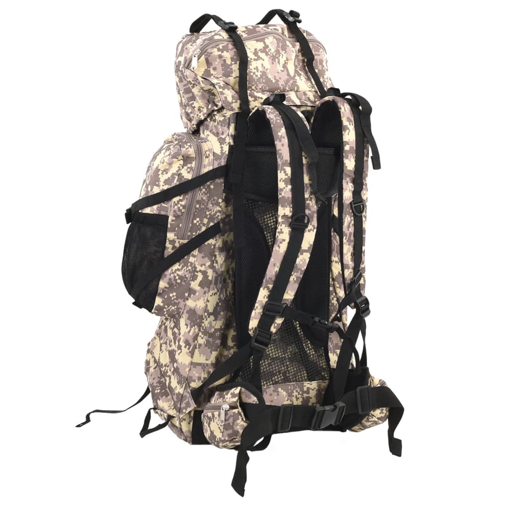 vidaXL Hiking Backpack Camel Brown Camouflage 60 L Oxford Fabric 3