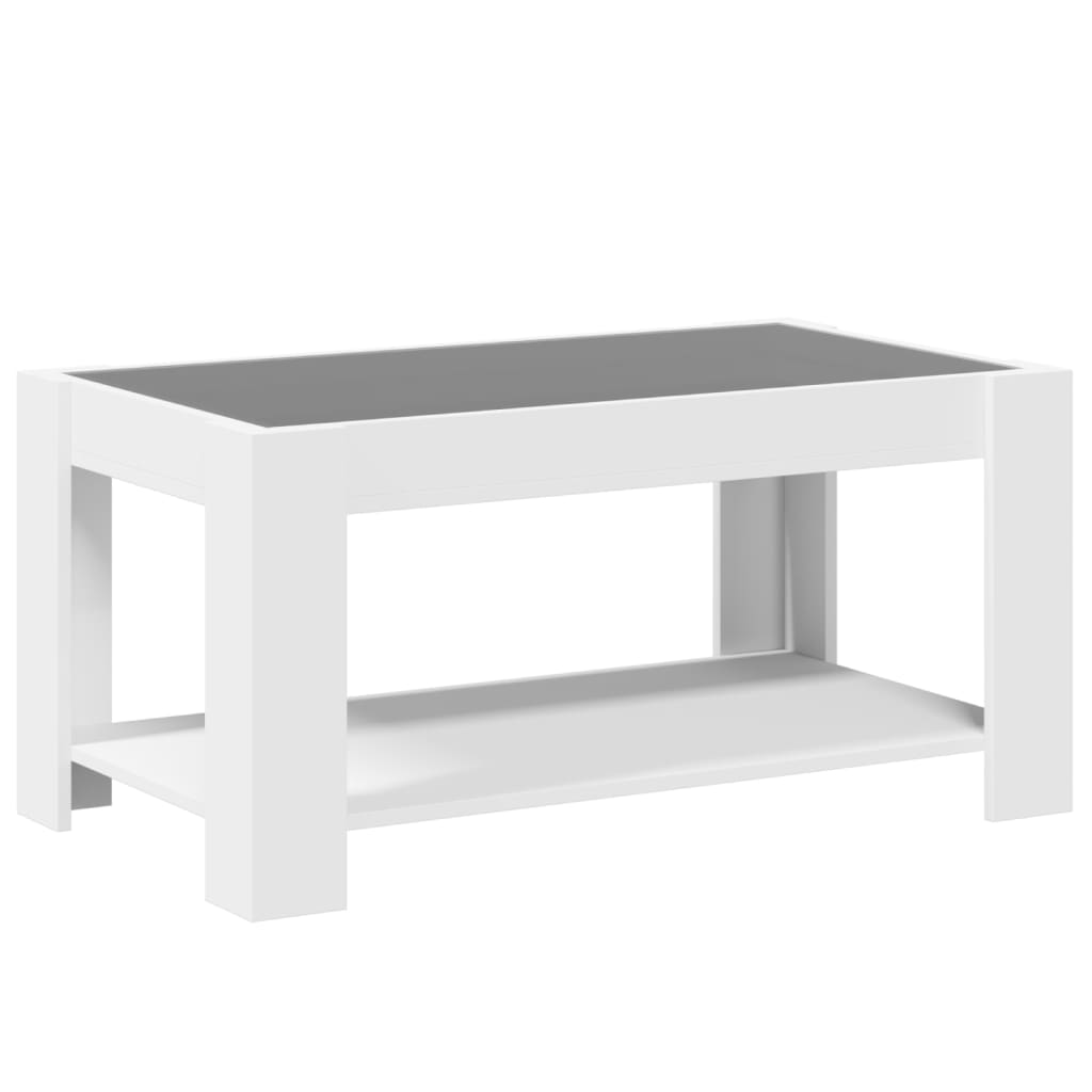 Coffee Table with LED 93x53x45 cm Engineered Wood White