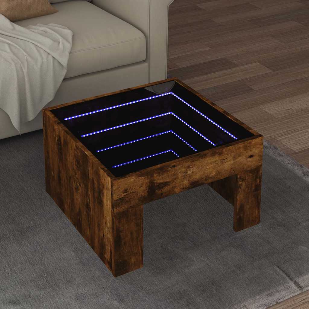 vidaXL Coffee Table with Infinity LED 50x50x30 cm