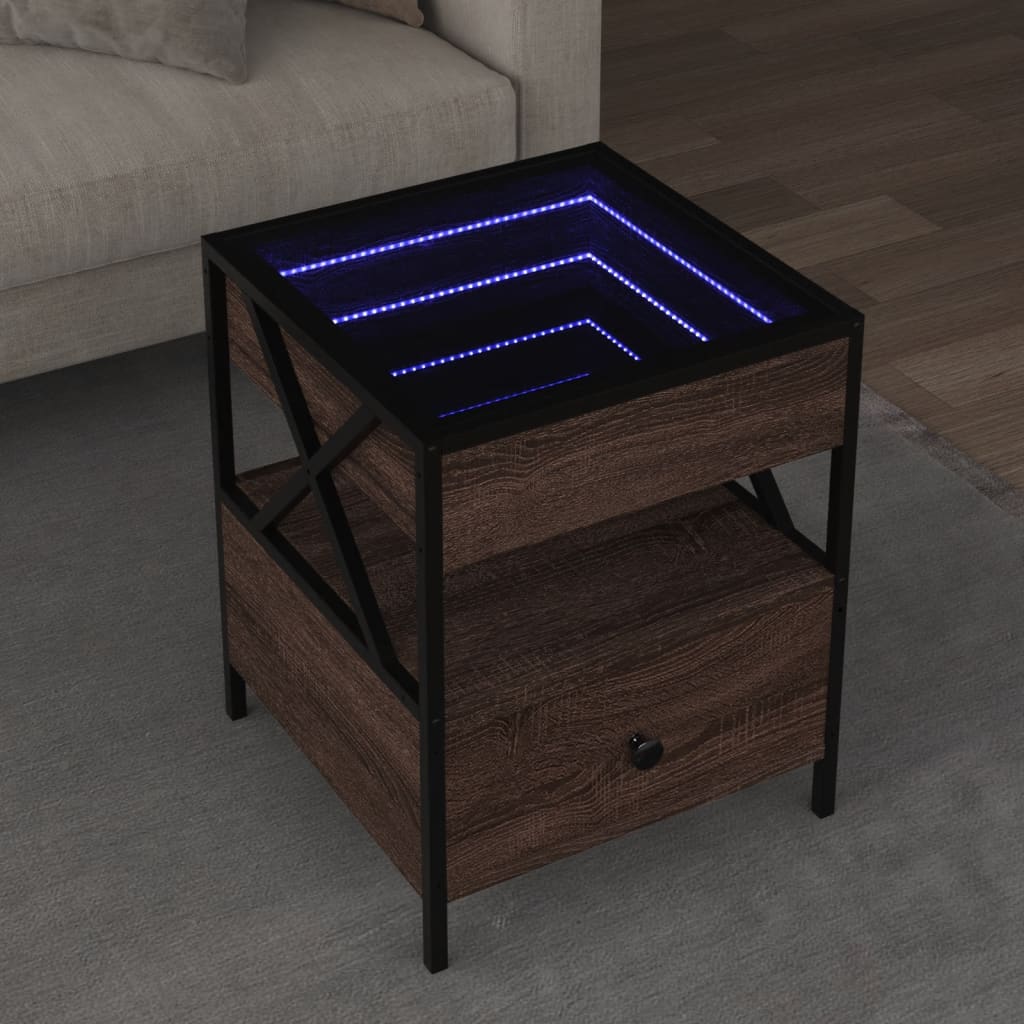 Coffee Table with Infinity LED Brown oak