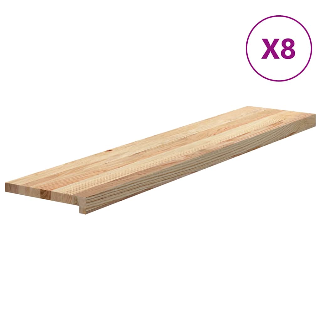 Stair Treads Untreated Solid Wood Oak Depth 25 cm 8 pcs Natural 120 cm