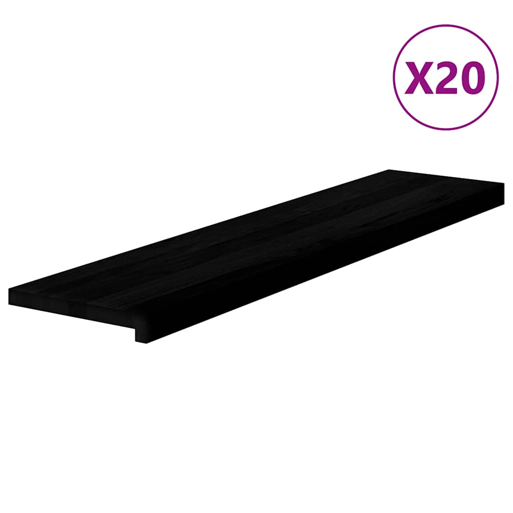 vidaXL Stair Treads 20 pcs Brown Black 110x30x2 cm Solid Wood Oak 2