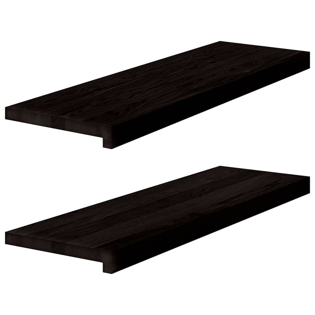 vidaXL Stair Treads 2 pcs Brown Black 80x30x2 cm Solid Wood Oak 2