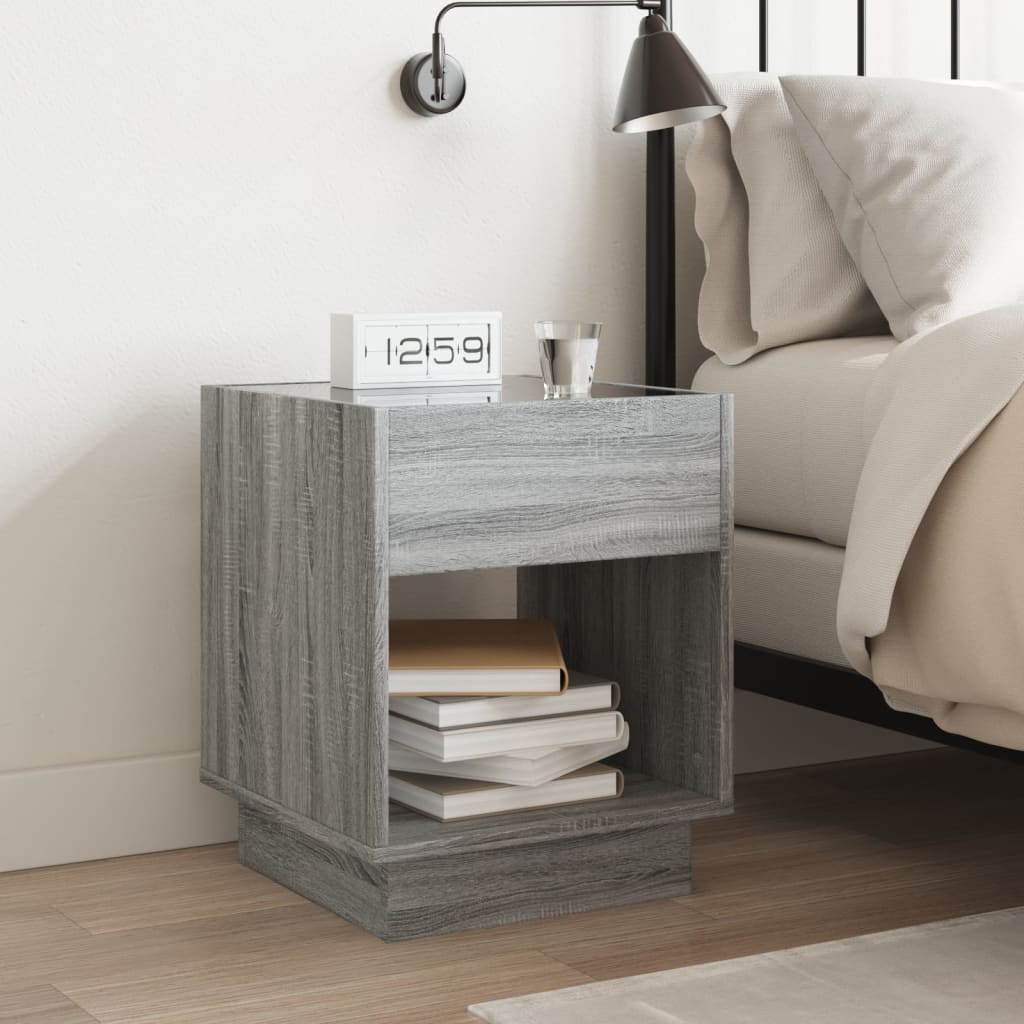 Bedside Table with Infinity LED Grey sonoma 40 cm 40 cm