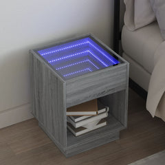 Bedside Table with Infinity LED Grey sonoma 40 cm 40 cm