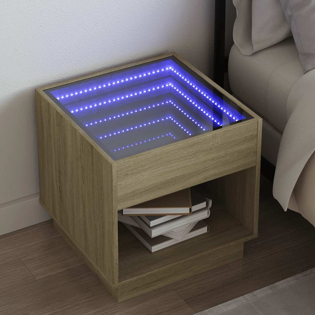 vidaXL Bedside Table with Infinity LED
