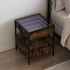 Bedside Table with Infinity LED 40x40x51 cm Smoked oak