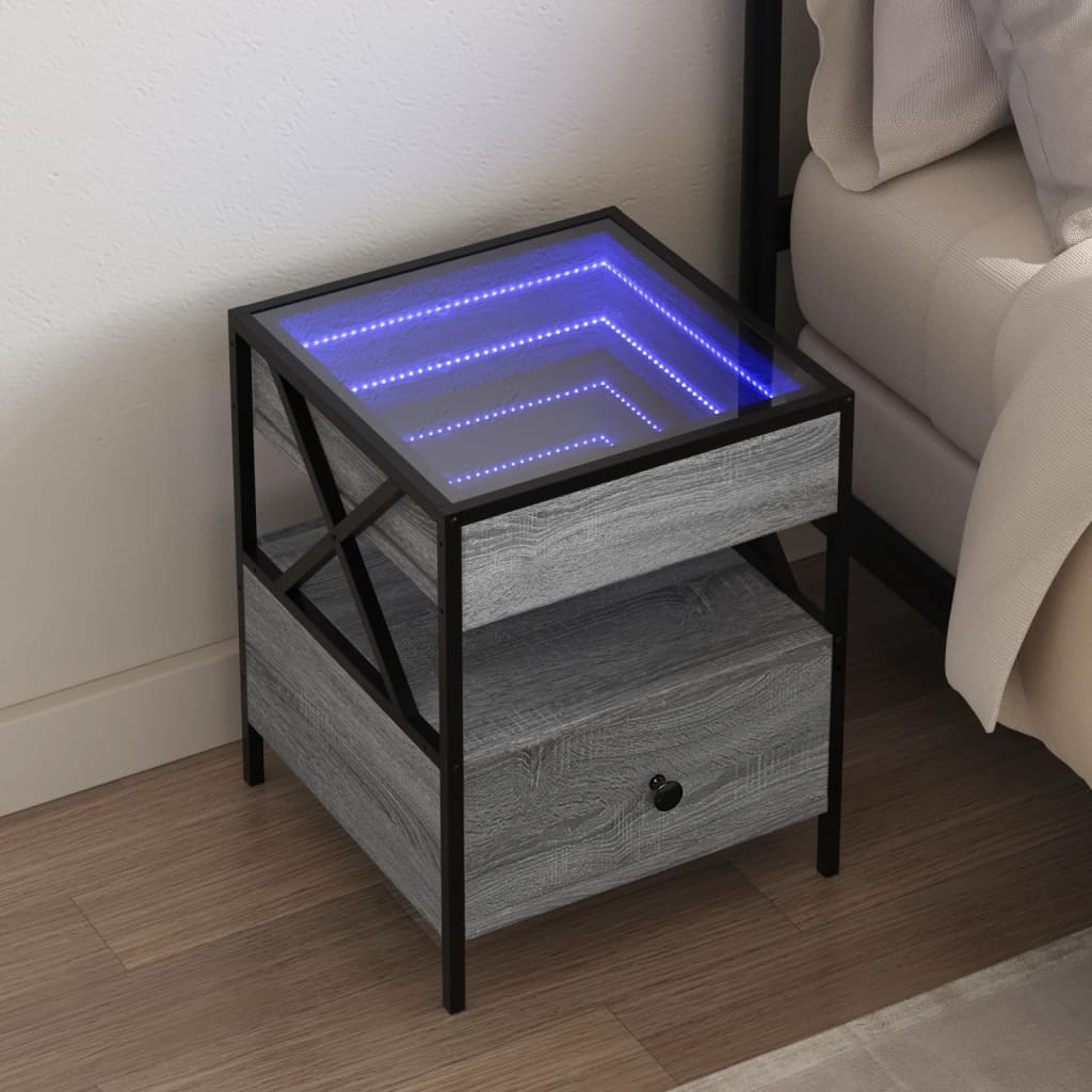 vidaXL Bedside Table with Infinity LED 40x40x51 cm