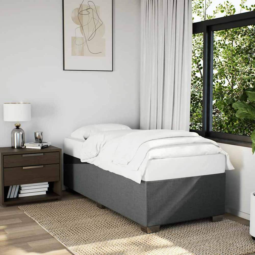 Bed Frame without Mattress Single Fabric Dark grey 3FT Single