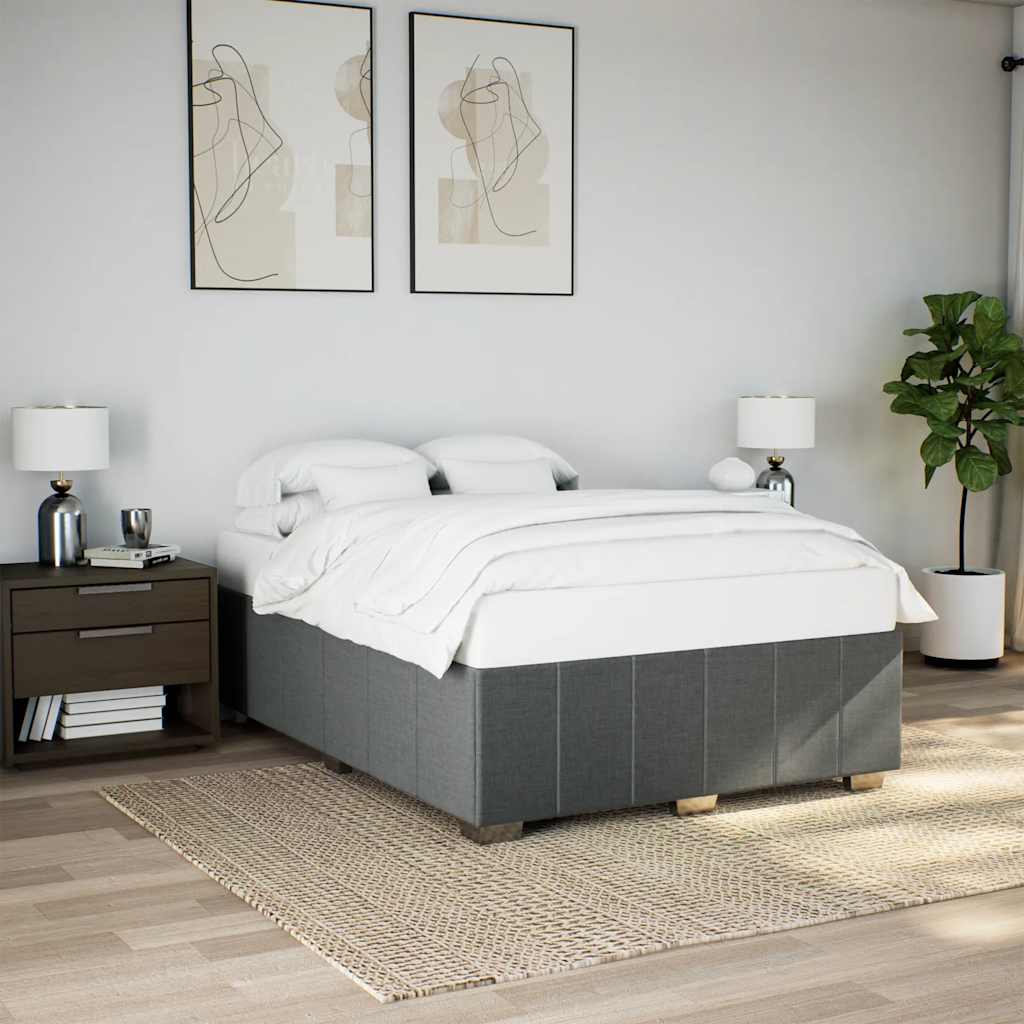 Bed Frame without Mattress Single Fabric Dark grey 4FT6 Double