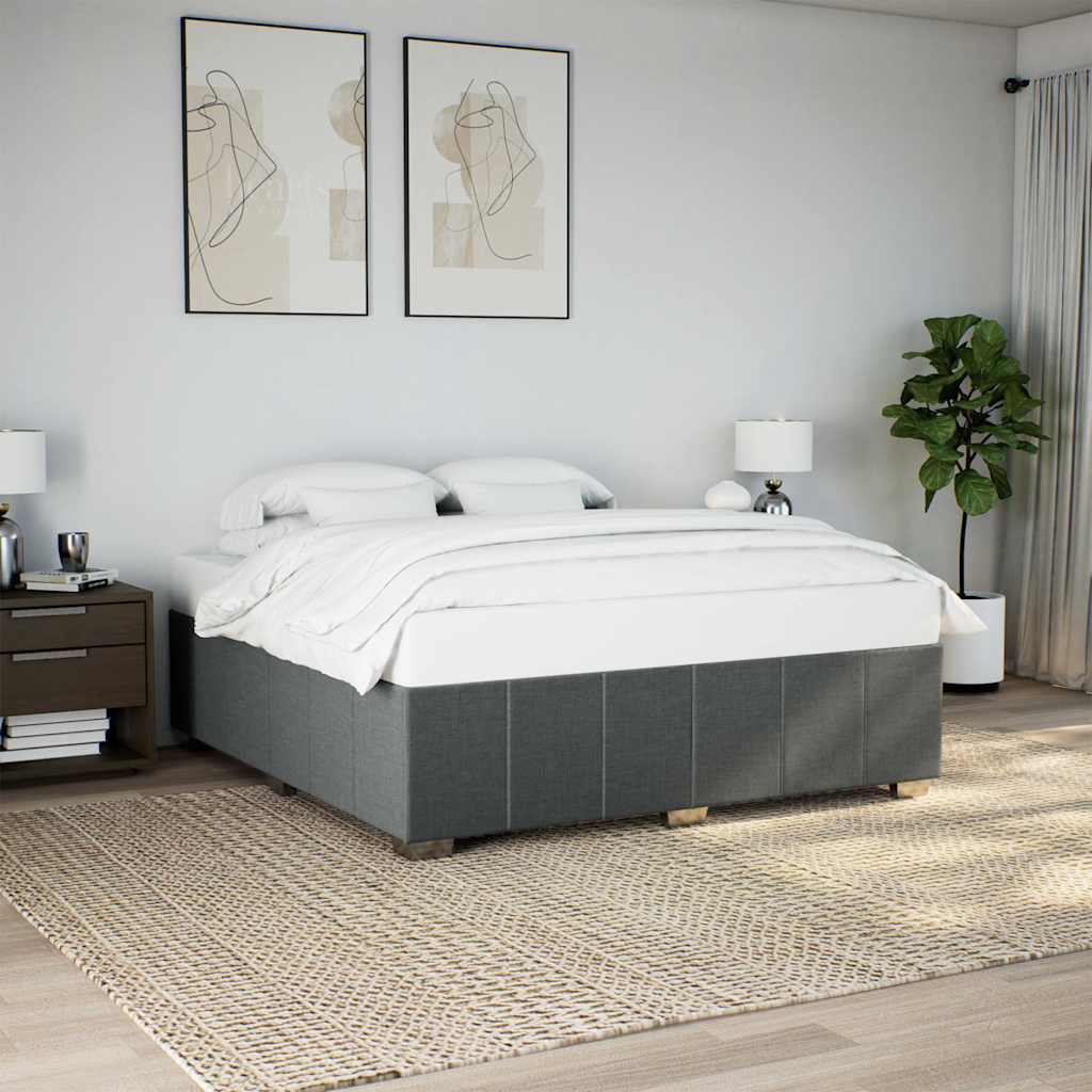 Bed Frame without Mattress Single Fabric Dark grey 6FT Super King Size