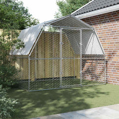 Chicken Cage with Roof and Door Silver Galvanised Steel 285 cm 195 cm