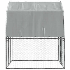 Chicken Cage with Roof and Door Silver Galvanised Steel 285 cm 195 cm