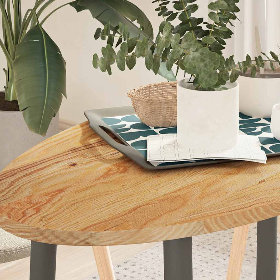Table Top Light Brown Solid Wood Oak Oval