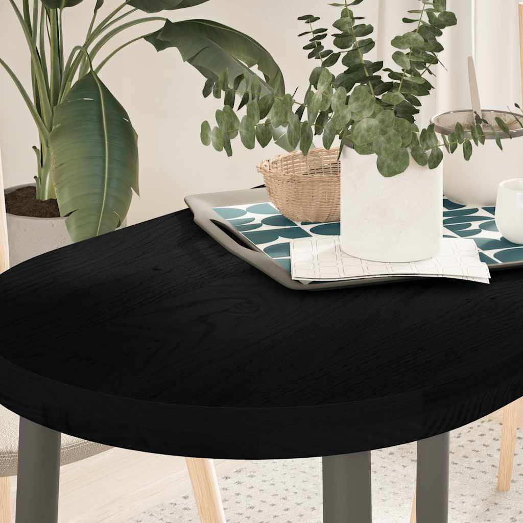 vidaXL Table Top Dark Brown 100x50x4 cm Solid Wood Oak Oval 1