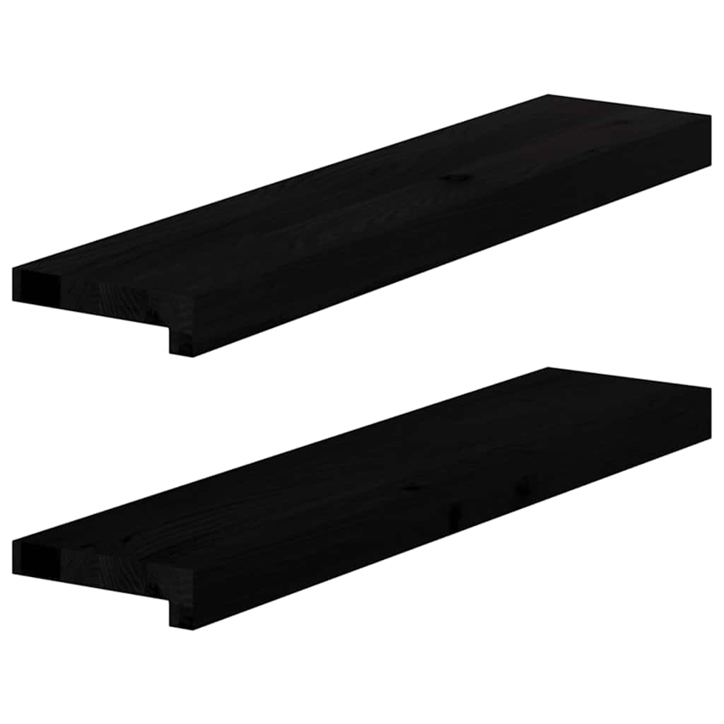 vidaXL Window Sills 2 pcs Brown Black 70x15x2 cm Solid Wood Oak 2