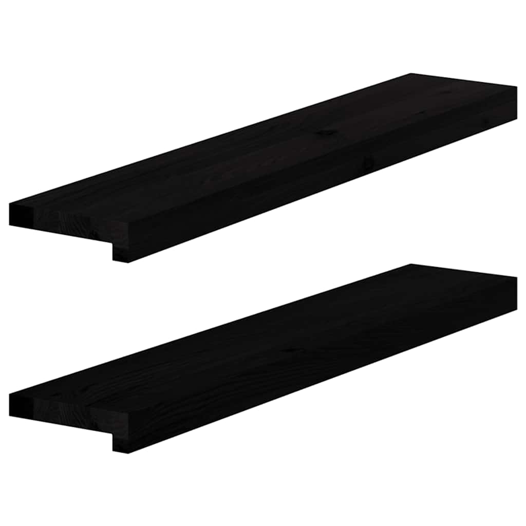 vidaXL Window Sills 2 pcs Brown Black 80x15x2 cm Solid Wood Oak 1