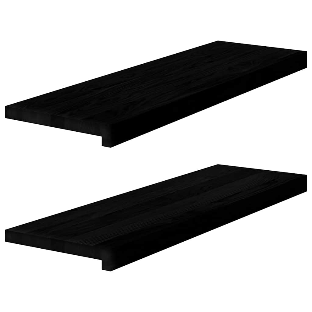 vidaXL Window Sills 2 pcs Brown Black 80x30x2 cm Solid Wood Oak 1