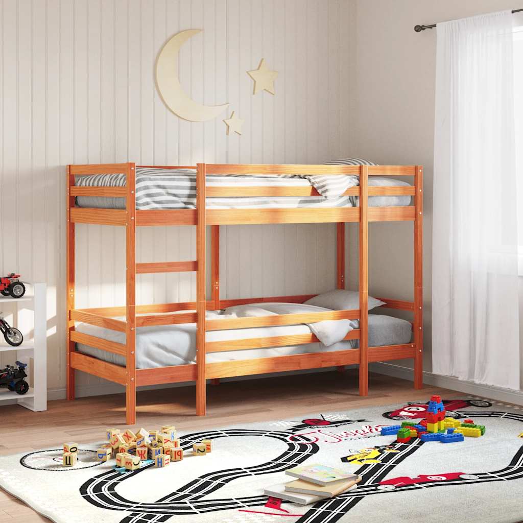 Bunk Bed without Mattress Solid Wood Pine Wax brown