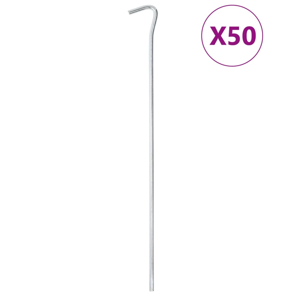 vidaXL Tent Pegs 50 pcs 30 cm Ø7 mm Galvanised Steel 1