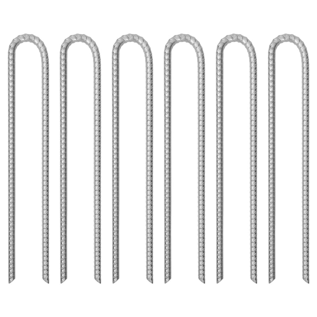 vidaXL Tent Pegs 6 pcs U-shaped 41.5 cm Ø12 mm Galvanised Steel 1