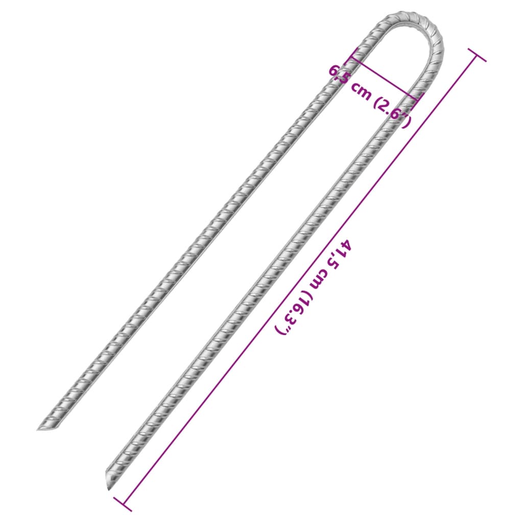 vidaXL Tent Pegs 6 pcs U-shaped 41.5 cm Ø12 mm Galvanised Steel 5