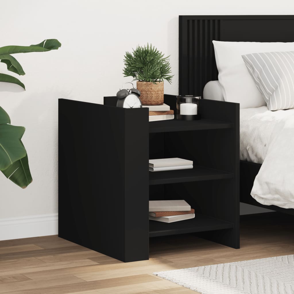vidaXL Bedside Cabinet Black 45x50x50 cm Engineered Wood 1