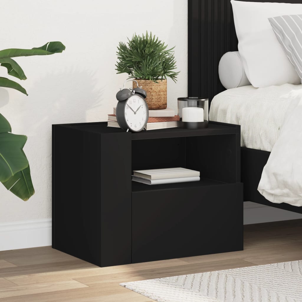 vidaXL Wall-mounted Bedside Cabinet Black 45x30x35 cm 1