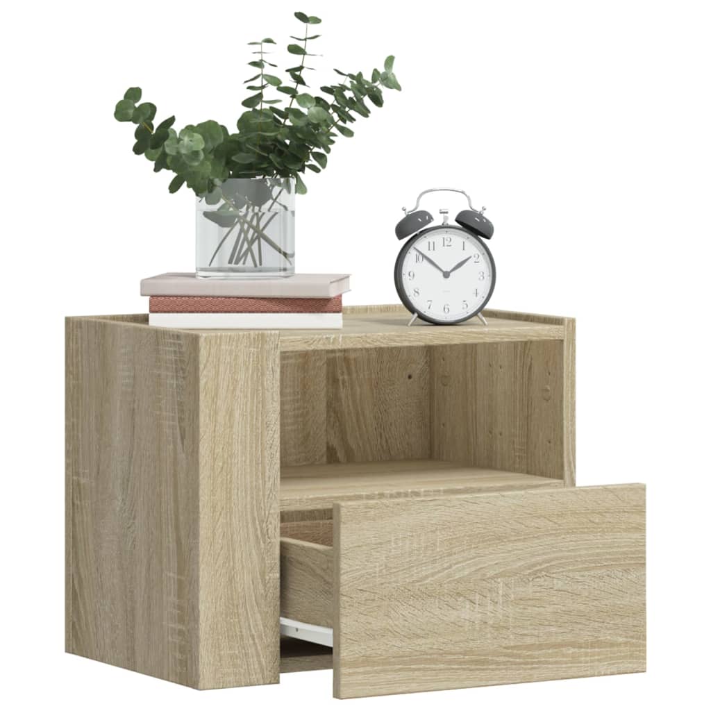 vidaXL Wall-mounted Bedside Cabinet Sonoma Oak 45x30x35 cm 3