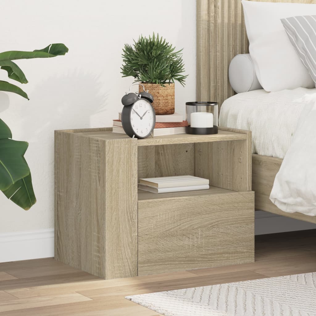 vidaXL Wall-mounted Bedside Cabinet Sonoma Oak 45x30x35 cm 1