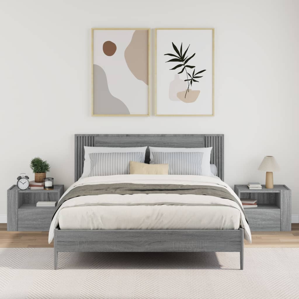 vidaXL Wall-mounted Bedside Cabinets 2 pcs Grey Sonoma 45x30x35 cm 3
